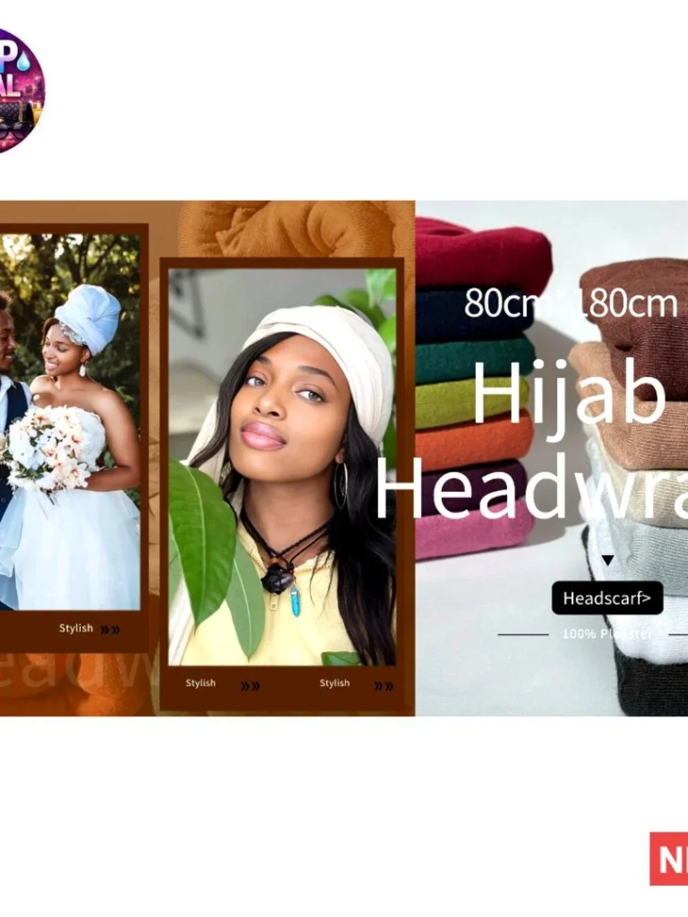 Soft Polyester Head Wrap Scarf for Long Hair Headbands